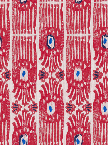 Ikat Raspberry Ripple - Taupe, Blue, Pink Wallcovering | Mind the Gap