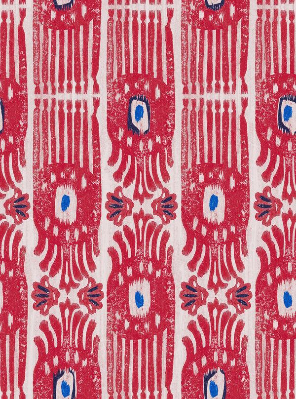 Ikat Raspberry Ripple - Taupe, Blue, Pink Wallcovering | Mind the Gap