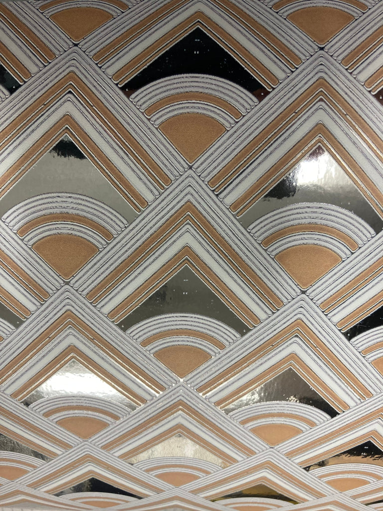 Ascot 1970s Art Deco on Silver Wallcovering | DW Bespoke Studios