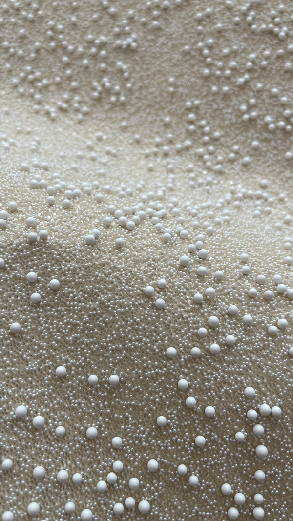 Gleaming Glambeads Taupe Glass and Ceramic Bead Wallcovering