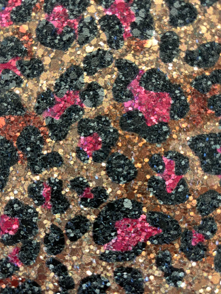 Leopard Glitter Wallpaper - Gold/Bronze/Fuchsia | Glitter Walls