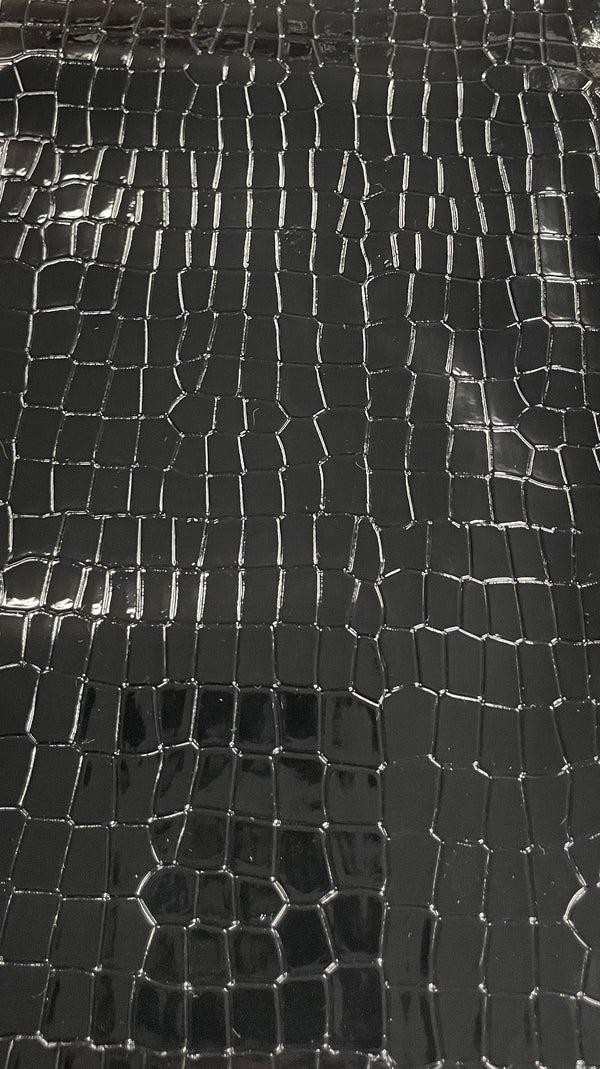 Le Embossed Croc Vero | Vegan Leather |   Black Gloss