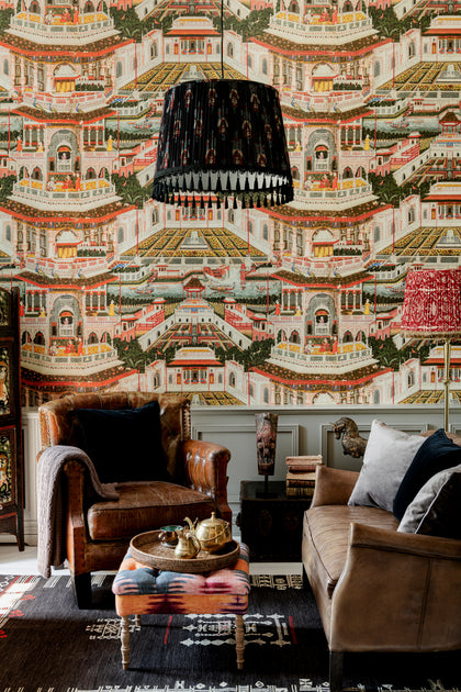 Indian Palace - Taupe, Blue, Green, Yellow, Grey, Red Wallcovering | Mind the Gap