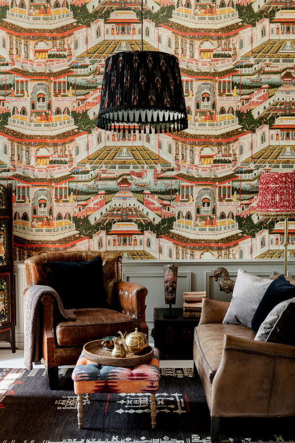 Indian Palace - Taupe, Blue, Green, Yellow, Grey, Red Wallcovering | Mind the Gap
