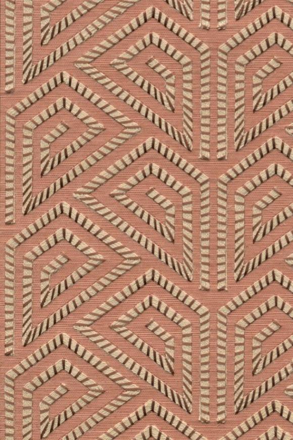 Alata Embroidered Sisal Dusty Peach Wallpaper | Arte Europe