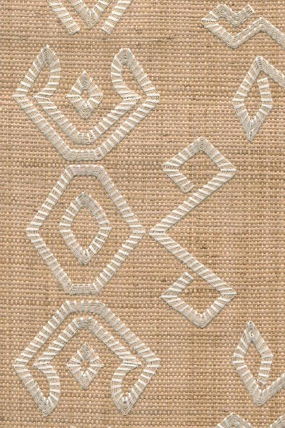 Indomito Embroidered Raffia Sandcastle Wallpaper | Arte Europe