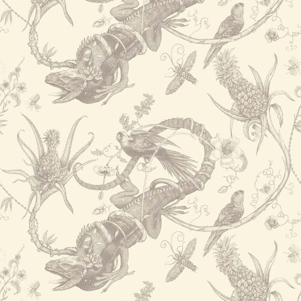 Iguana Superwide Grey on Ivory | Timorous Beasties Wallcovering