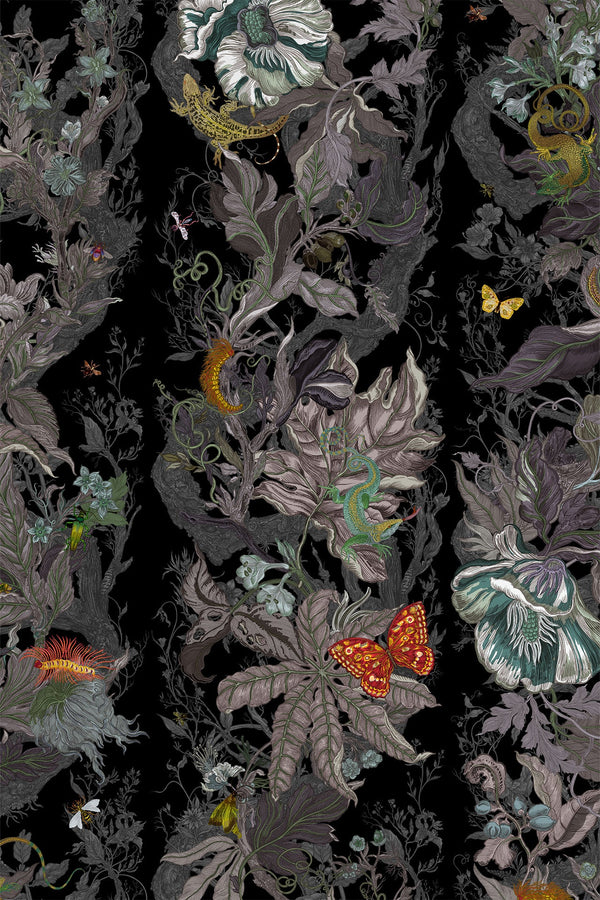 Indie Jungle Ebony | Timorous Beasties Wallcovering