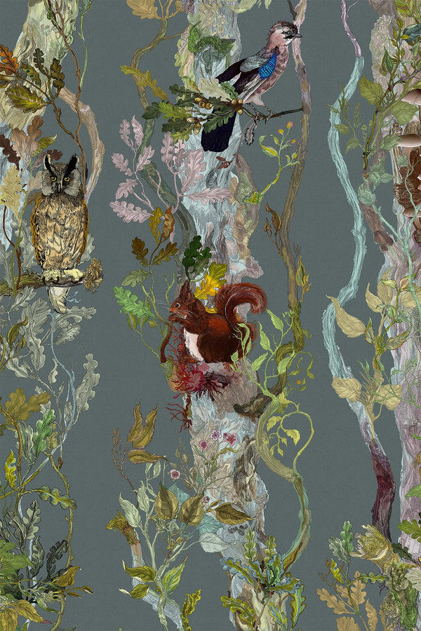 Indie Wood Smokey Teal | Timorous Beasties Wallcovering