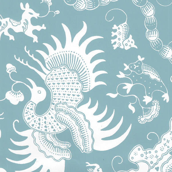 Indramayu Reverse Bali Blue on White Matte Vinyl Screen Printed | China Seas