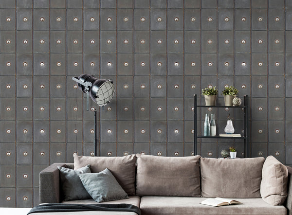 Industrial Cabinets - Grey, Brown Wallcovering | Mind the Gap
