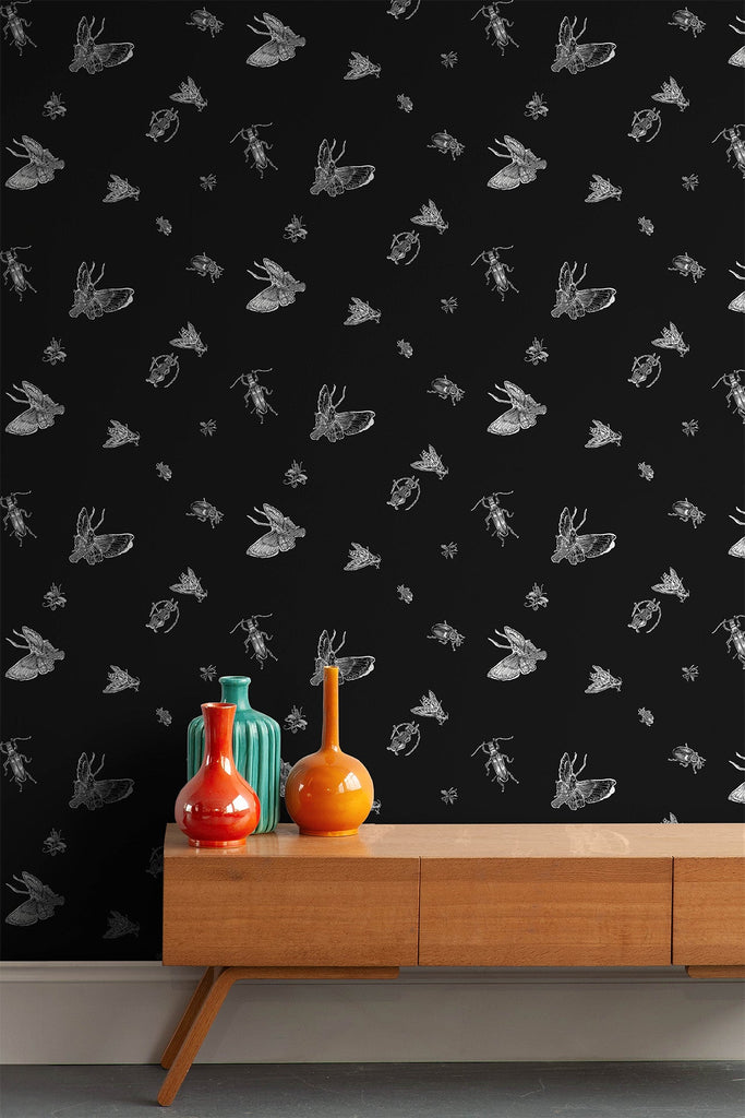 Insect - Hand Printed White & Black on