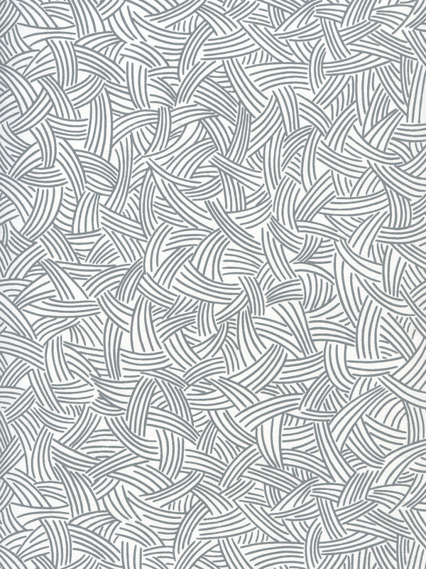 Interweave Dark_grey Screen Printed - White Wallcovering | China Seas