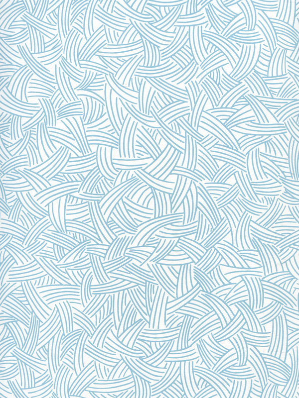 Interweave Dark_turquoise Screen Printed - White Wallcovering | China Seas