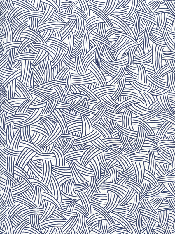 Interweave Navy Screen Printed - White Wallcovering | China Seas