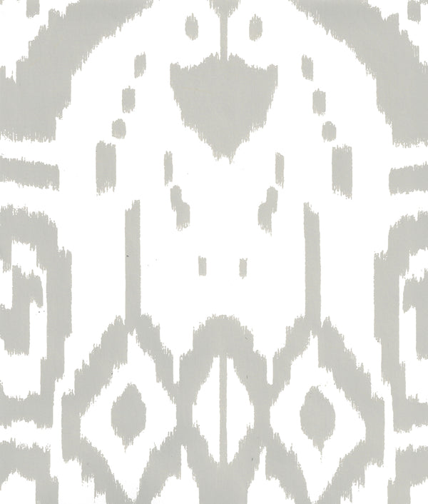 Island Ikat Gray on White Screen Printed - White Commercial Wallcovering | China Seas
