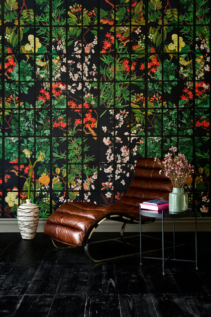 Japanese Garden - Black, Blue, Green, Red Wallcovering | Mind the Gap