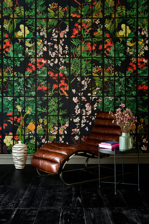 Japanese Garden - Black, Blue, Green, Red Wallcovering | Mind the Gap