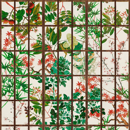 Japanese Garden - Taupe, Green, Red, Brown Wallcovering | Mind the Gap