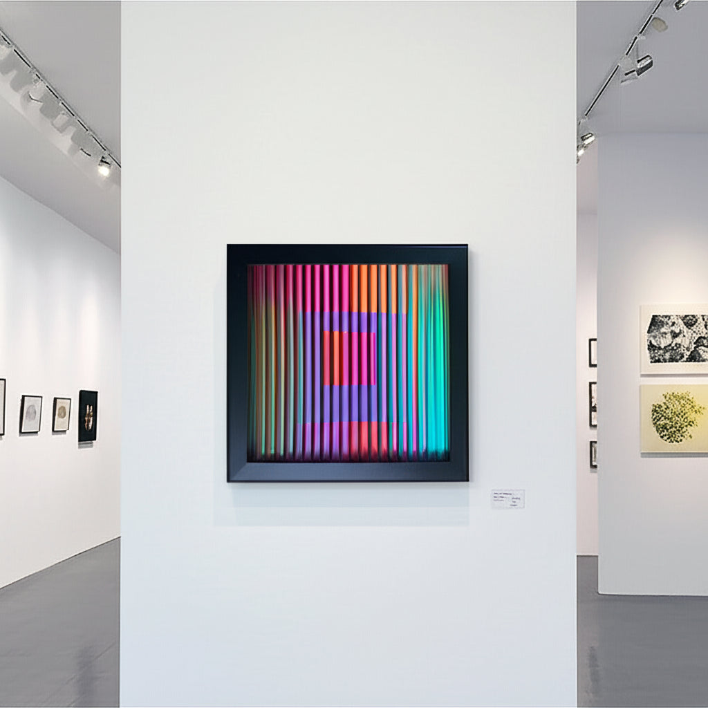 Neon Pulse Matrix in Art Gallery Setting