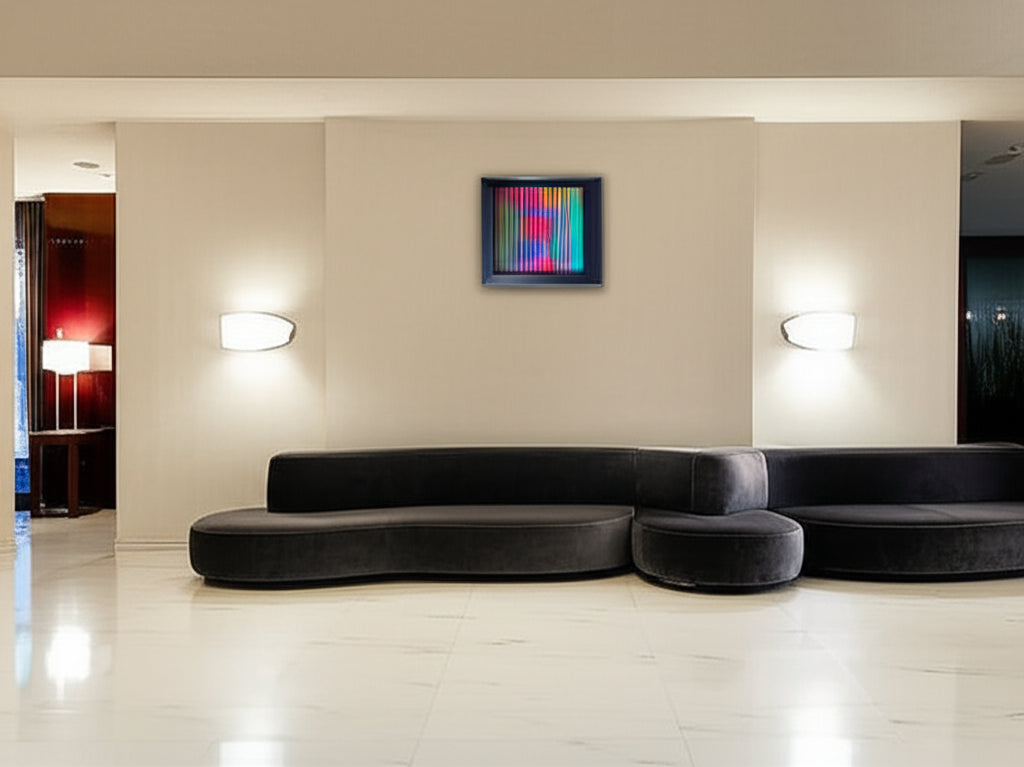 Neon Pulse Matrix in Hotel Reception Setting