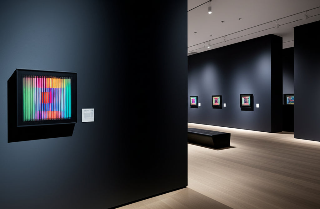 Neon Pulse Matrix in Museum Setting