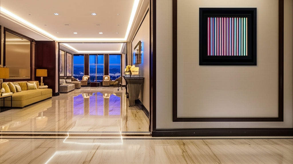 Magenta Dusk Gradient in Hotel Reception Setting