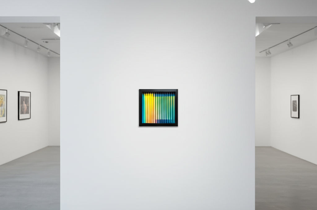 Golden Horizon Through Glass in Art Gallery Setting