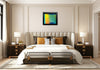 Golden Horizon Through Glass in Bedroom Setting