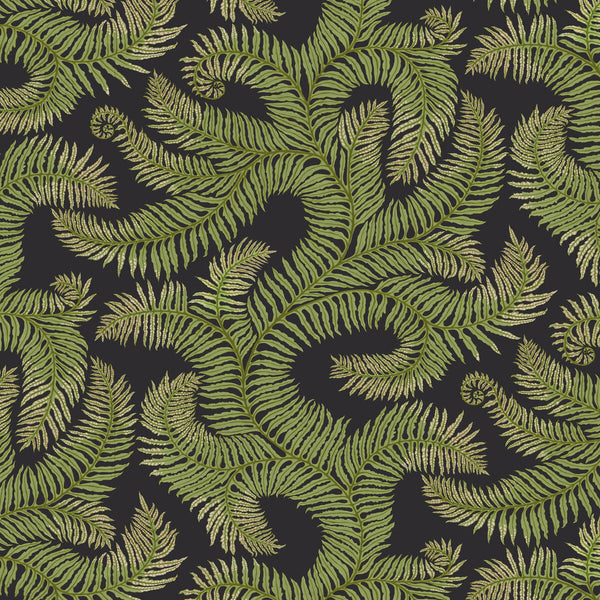 Bombes Fernery - 1 Charcoal | Kravet Couture | Josephine Munsey Portfolio I | Botanical & Floral Wallcovering Print