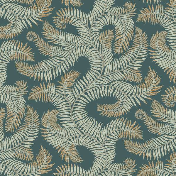 Bombes Fernery - 31 Teal | Kravet Couture | Josephine Munsey Portfolio I | Botanical & Floral Wallcovering Print