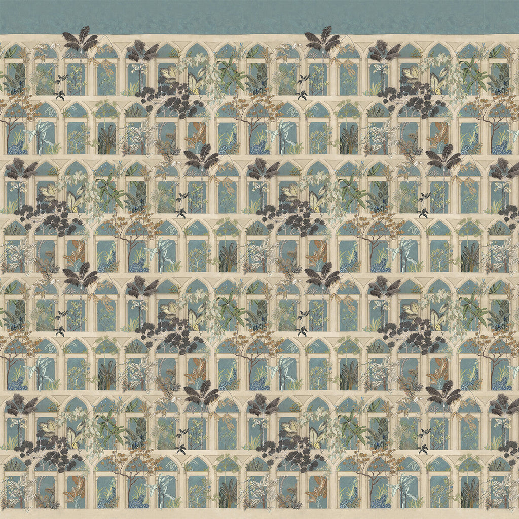 Abandoned Arches - 1 Blue | Kravet Couture | Josephine Munsey Portfolio I | Botanical & Floral Novelty Wallcovering Print