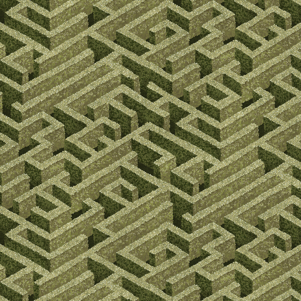 Labyrinth - 1 Olive Green | Kravet Couture | Josephine Munsey Portfolio I | Botanical & Floral Novelty Wallcovering Print
