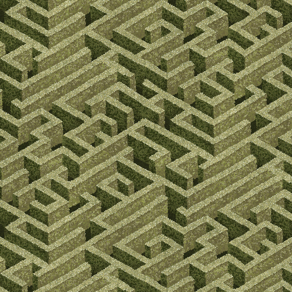 Labyrinth - 1 Olive Green | Kravet Couture | Josephine Munsey Portfolio I | Botanical & Floral Novelty Wallcovering Print