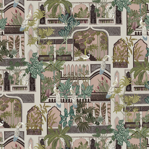 Peacock Arches - 1 Pink | Kravet Couture | Josephine Munsey Portfolio I | Animal/Insects Novelty Wallcovering Print