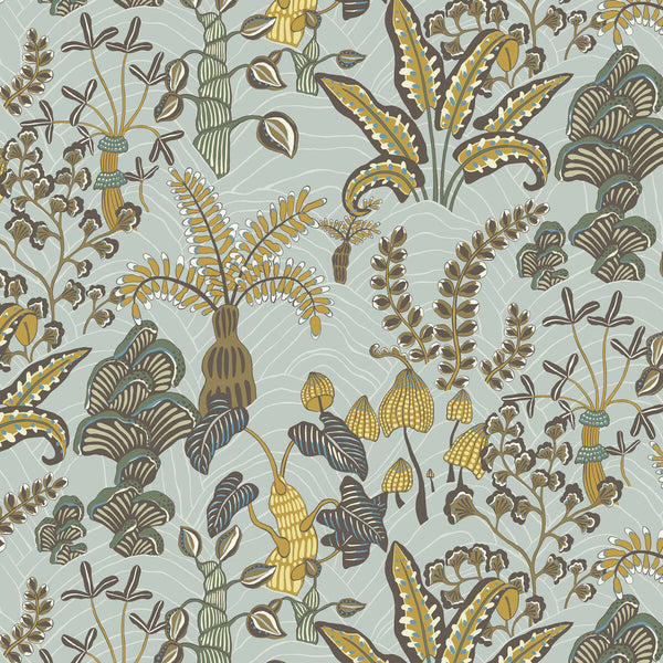 Woodland Floor - 1 Turquoise | Kravet Couture | Josephine Munsey Portfolio I | Botanical & Floral Wallcovering Print