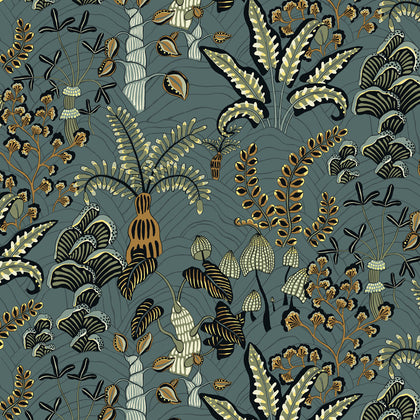 Woodland Floor - 21 Blue | Kravet Couture | Josephine Munsey Portfolio I | Botanical & Floral Wallcovering Print