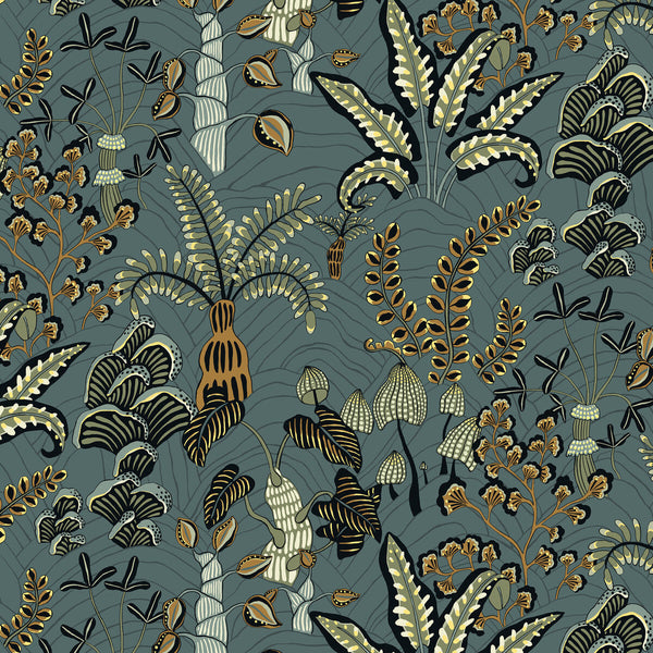 Woodland Floor - 21 Blue | Kravet Couture | Josephine Munsey Portfolio I | Botanical & Floral Wallcovering Print