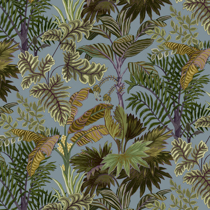 Palm Grove - 1 Blue | Kravet Couture | Josephine Munsey Portfolio I | Botanical & Floral Wallcovering Print