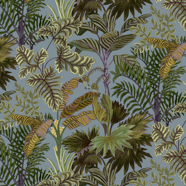 Palm Grove - 1 Blue | Kravet Couture | Josephine Munsey Portfolio I | Botanical & Floral Wallcovering Print