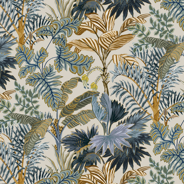 Palm Grove - 11 Blue | Kravet Couture | Josephine Munsey Portfolio I | Botanical & Floral Wallcovering Print