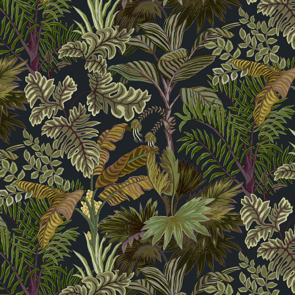 Palm Grove - 21 Black | Kravet Couture | Josephine Munsey Portfolio I | Botanical & Floral Wallcovering Print