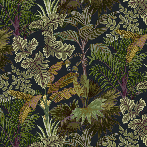 Palm Grove - 21 Black | Kravet Couture | Josephine Munsey Portfolio I | Botanical & Floral Wallcovering Print