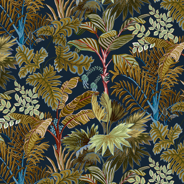Palm Grove - 31 Dark Blue | Kravet Couture | Josephine Munsey Portfolio I | Botanical & Floral Wallcovering Print
