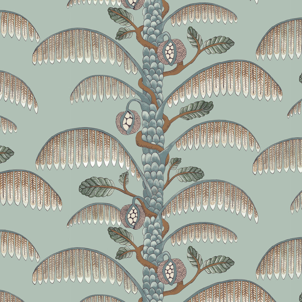Palm Stripe - 1 Turquoise | Kravet Couture | Josephine Munsey Portfolio Ii | Botanical & Floral Stripes Wallcovering Print