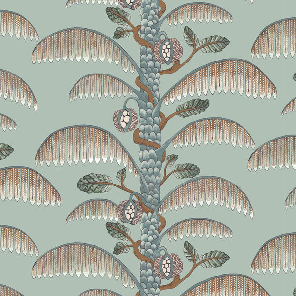 Palm Stripe - 1 Turquoise | Kravet Couture | Josephine Munsey Portfolio Ii | Botanical & Floral Stripes Wallcovering Print