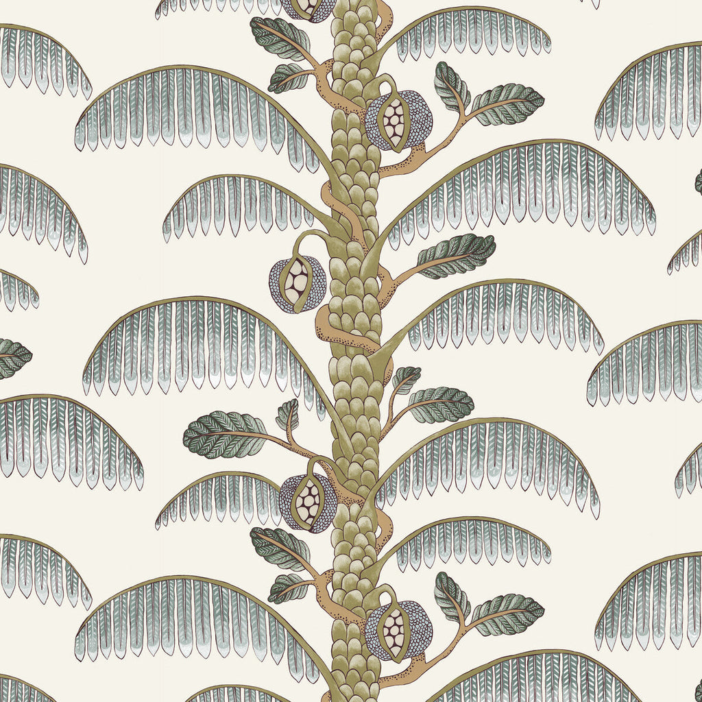 Palm Stripe - 11 Blue | Kravet Couture | Josephine Munsey Portfolio Ii | Botanical & Floral Stripes Wallcovering Print