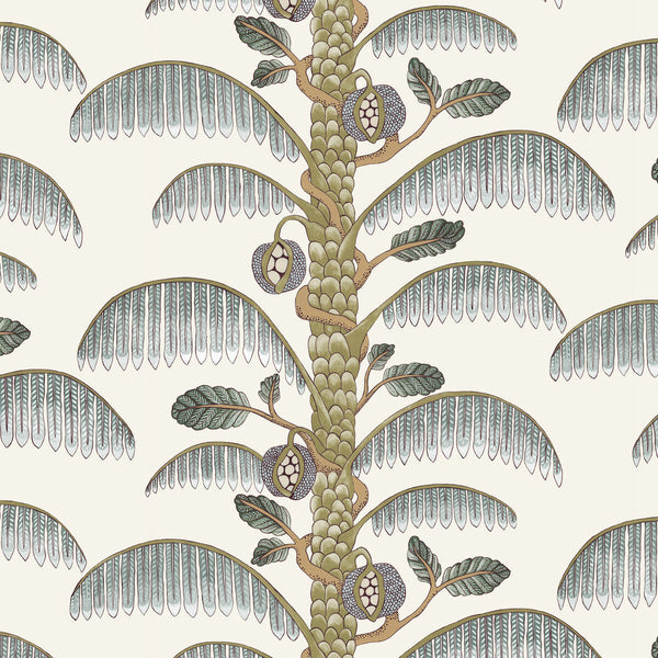Palm Stripe - 11 Blue | Kravet Couture | Josephine Munsey Portfolio Ii | Botanical & Floral Stripes Wallcovering Print
