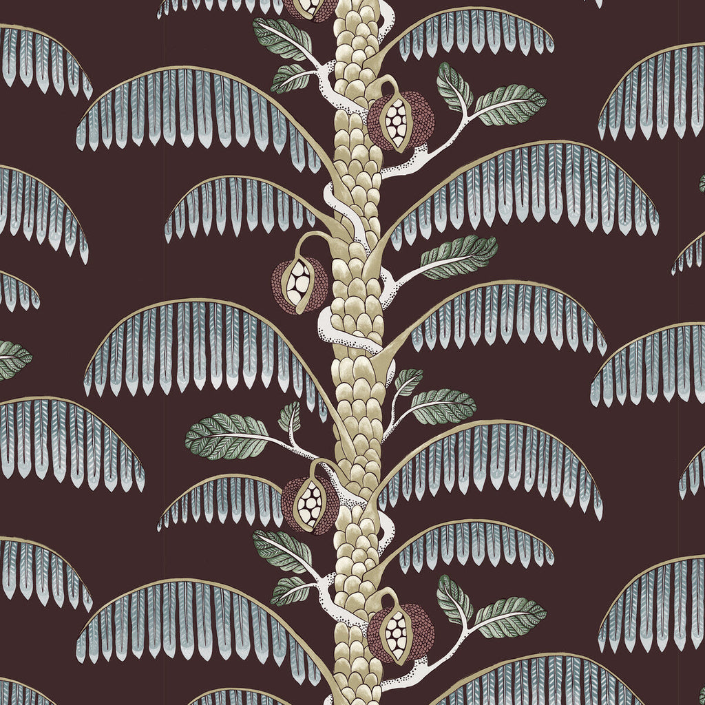Palm Stripe - 21 Brown | Kravet Couture | Josephine Munsey Portfolio Ii | Botanical & Floral Stripes Wallcovering Print