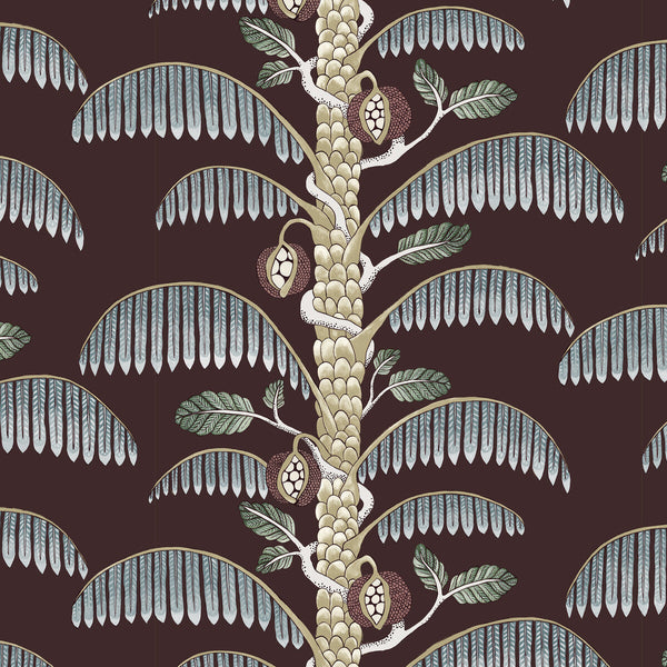 Palm Stripe - 21 Brown | Kravet Couture | Josephine Munsey Portfolio Ii | Botanical & Floral Stripes Wallcovering Print